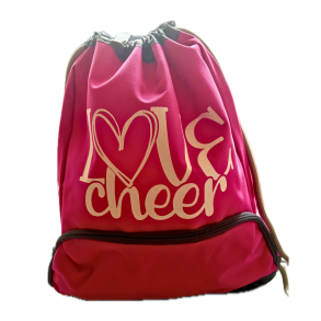 Rygsk - Pink med hvid glitter: LOVE CHEER