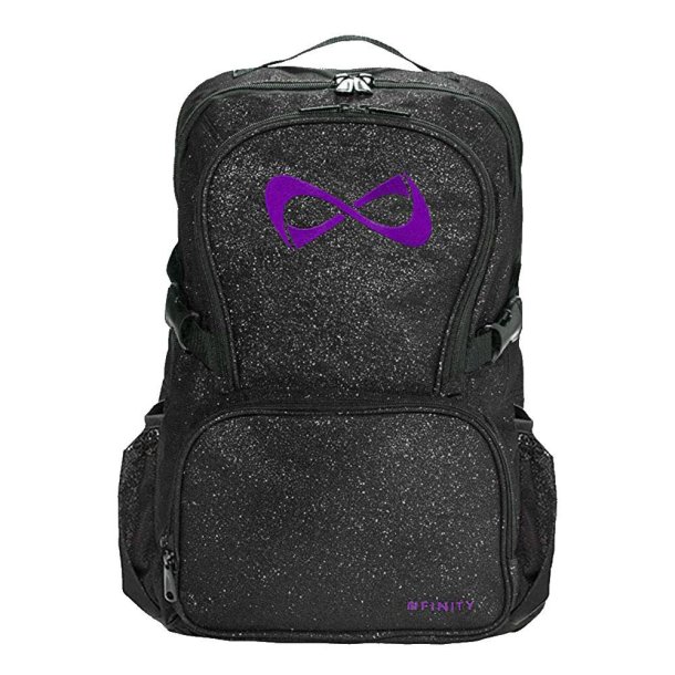 Nfinity rygsk - Sort Glitter med lilla logo
