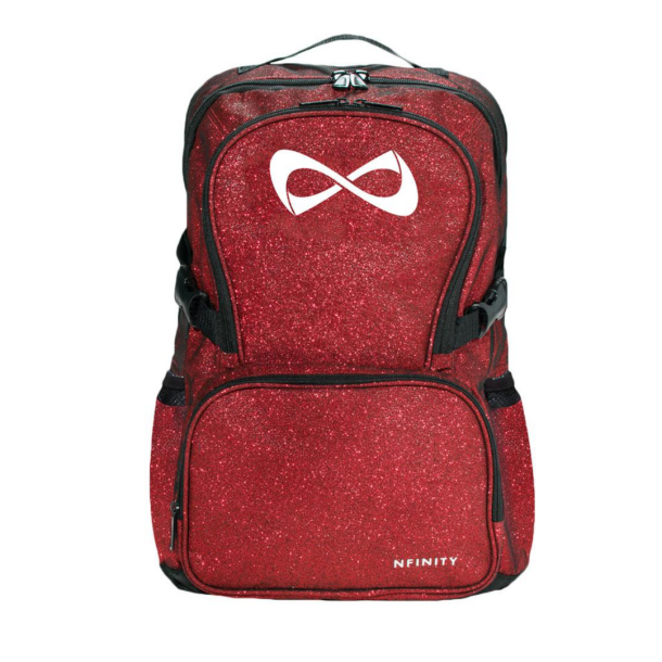 Nfinity rygsk - Rd Glitter med hvidt logo