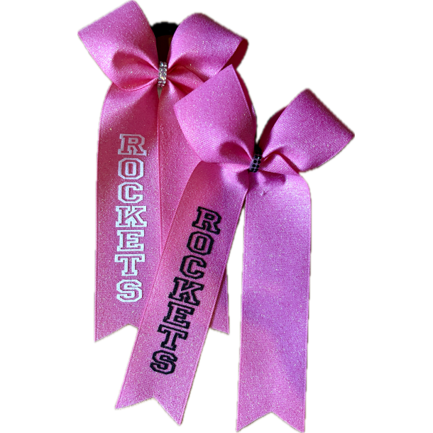 Glimmer Pink long tail bow m/ Rockets
