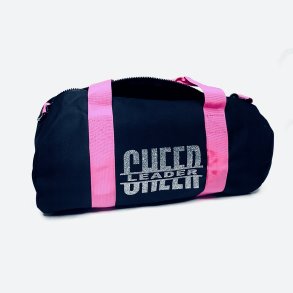 Sort sportstaske med lyserd hank, glitter tryk