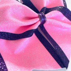 Pink glitter bow m/ lilla striber