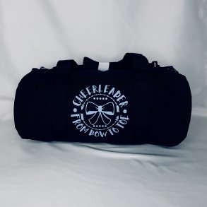 Sort sportstaske med lys bl glitter tryk