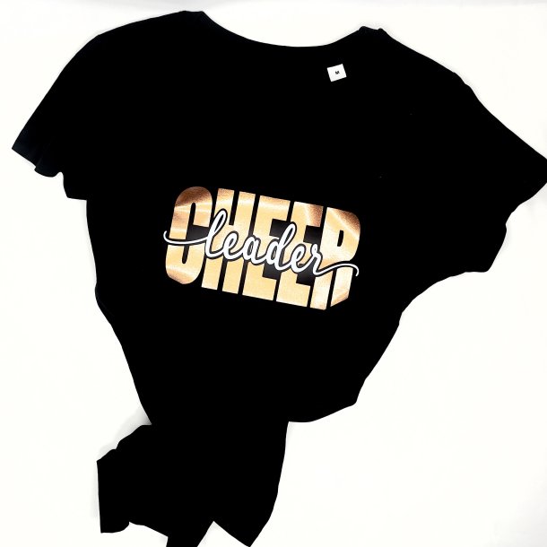 Sort t-shirts Bronze/hvid cheerleadere tryk 
