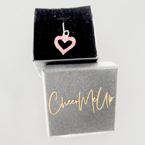 Halskde Rosa hjerte vedhng