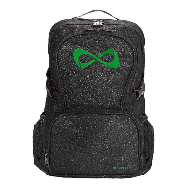 Nfinity rygsk - Sort Glitter med Grn logo