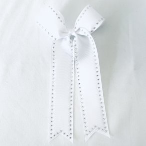 Hvid Long tail bow m/ Sten