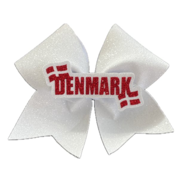 Hvid glitter 3D "Denmark"  lille  Bow