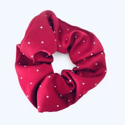Rd scrunchie med sten