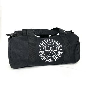 Sort sportstaske med hvidt glitter tryk