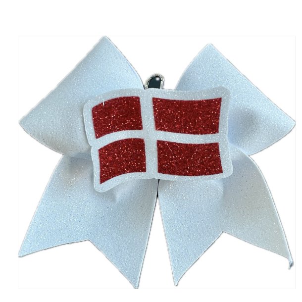 Hvid glitter 3D "Dansk flag"  Taske Bow