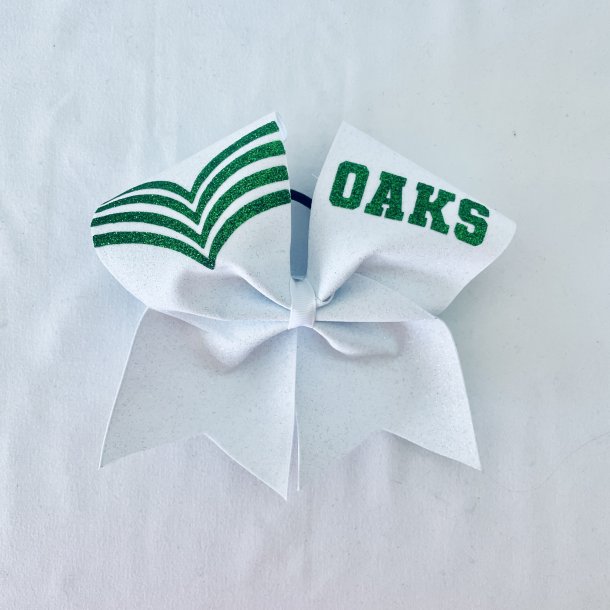 Hvid/grn glitter OAKS bow 