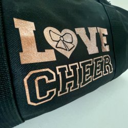 Sort sportstaske med Bronze glitter tryk (LOVE CHEER)