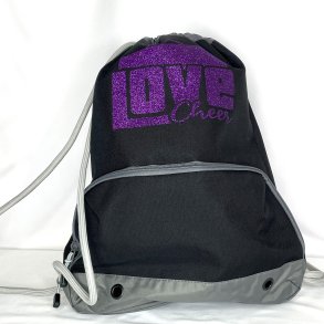 Rygsk - sort med Lilla tryk: Love cheer