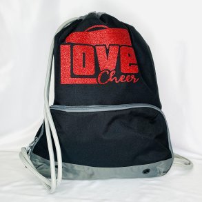 Rygsk - sort med Rd tryk: Love cheer