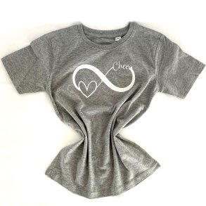 Gr t-shirts hvidt tryk 