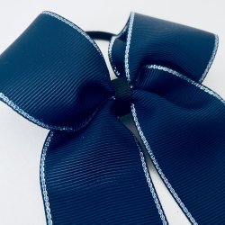 Navy blue m/ s�lv kant long tail  bow
