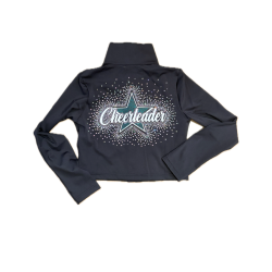 Crop Top Cheer Jakke med Rhinestone