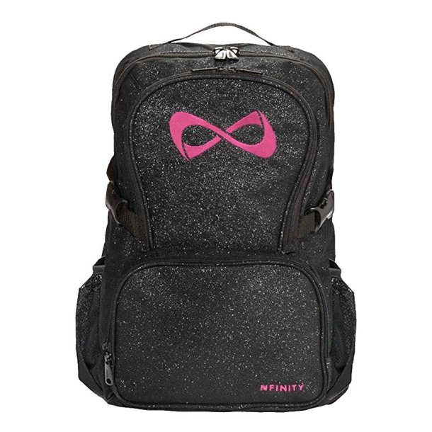 Nfinity rygsk - Sort Glitter med Pink logo