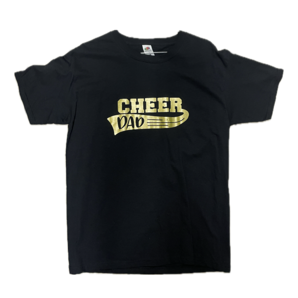 Sort t-shirt - CHEER DAD - guld