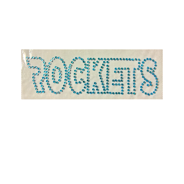  ROCKETS lysebl rhinestone stryg selv