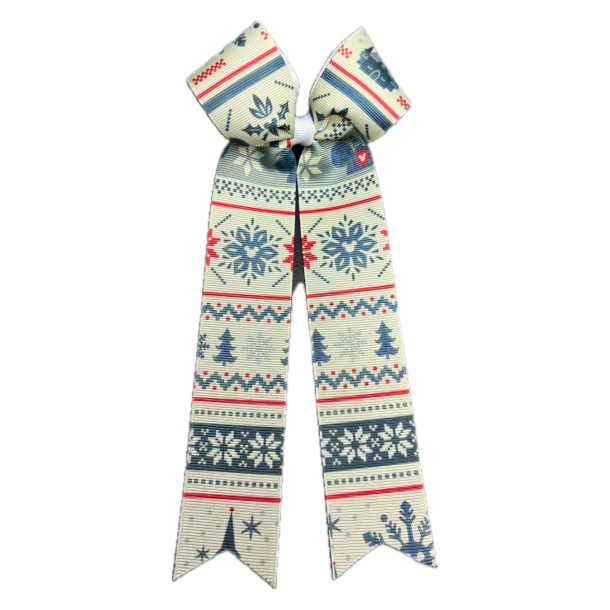 Nordic Winter Knit  Long Tail Bow