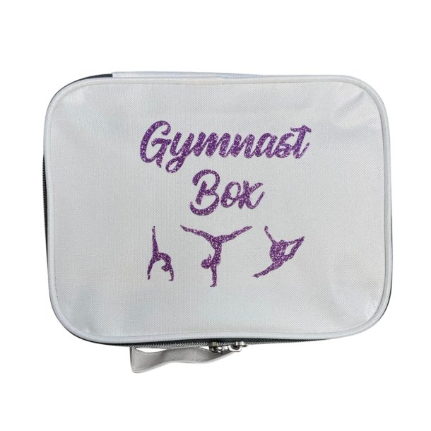 Hvid Gymnast Box - Lyselilla tekst