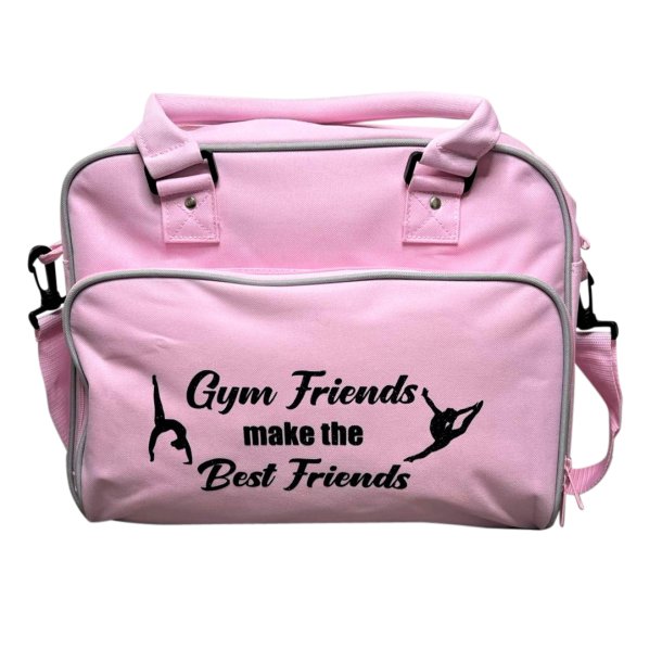 Lyserd taske med sort tryk "Gym"