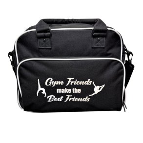 Sort taske med hvidt tryk 