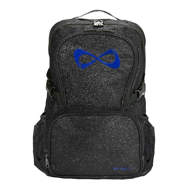Nfinity rygsk - Sort Glitter med Royal Blue logo